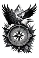 eagle compass mountains tattoo design idea