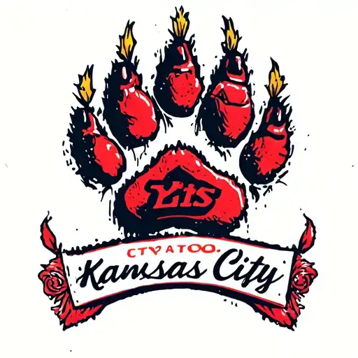 Kansas City Chiefs paw print surrounded tattoo design idea