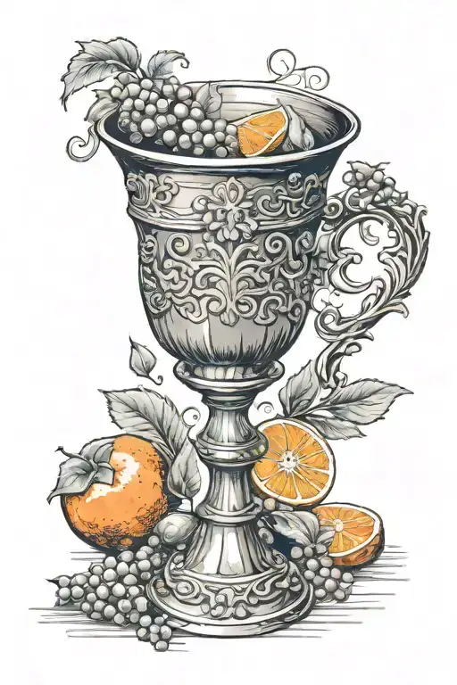 Roman Chalice with Orange fruit tattoo design idea