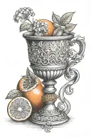 Roman Chalice with Orange fruit tattoo design idea