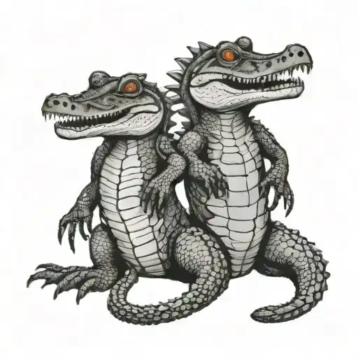 double-headed alligator full body tattoo design idea