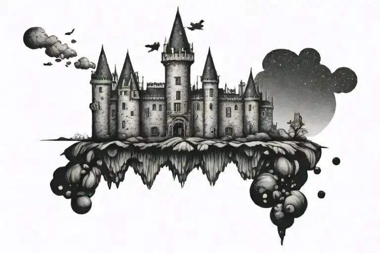 lil peeps castle tattoo design idea