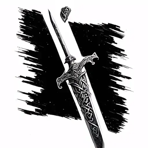narsil sword, knots of rohan arm band, and starwars tattoo design idea