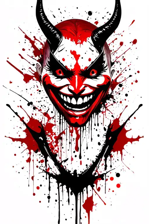 devil smile face tattoo design idea