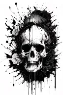 dark abstract, expressive blackwork, raw brush strokes cyber gothic ornamental, black ink tattoo design idea