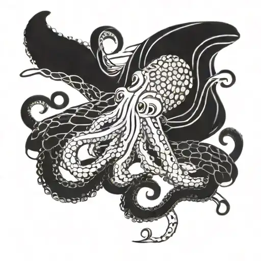 kraken wrapping its tentacles around a diver tattoo design idea