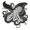 kraken wrapping its tentacles around a diver tattoo design idea