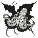kraken wrapping its tentacles around a diver tattoo design idea