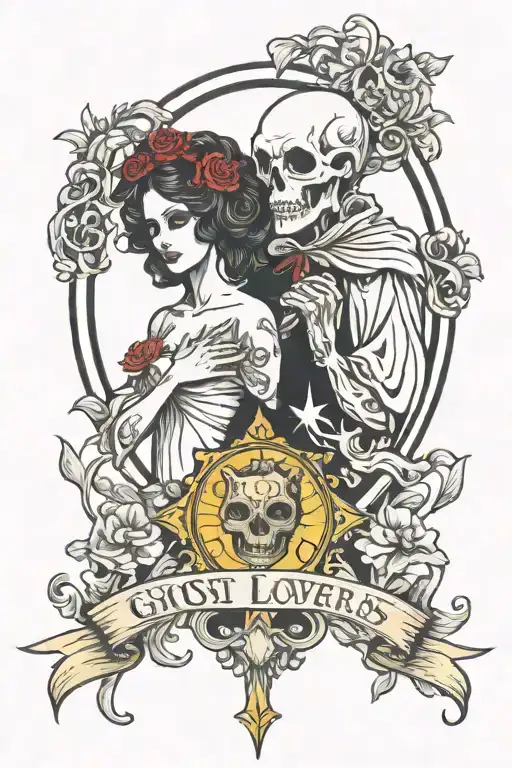 ghost lovers tarot card tattoo design idea