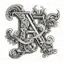 letter P and F together representing the client's love tattoo design idea