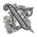 letter P and F together representing the client's love tattoo design idea