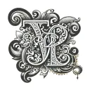 letter P and F together representing the client's love tattoo design idea