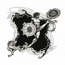 son, Loukas, diving, water surface, Greek mythology, compass, April 24, 2024, birth, Greek gods, Forearm tattoo design idea