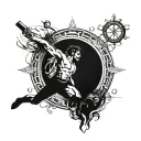 son, Loukas, diving, water surface, Greek mythology, compass, April 24, 2024, birth, Greek gods, Forearm tattoo design idea