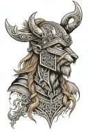 Viking with wolf head tattoo design idea