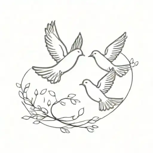 doves flying tattoo design idea