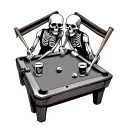 two skeletons playing pool drinking Guinness tattoo design idea