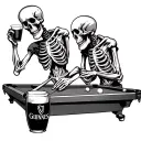 two skeletons playing pool drinking Guinness tattoo design idea