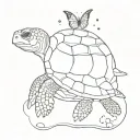 turtle peeking out of water to kiss a butterfly  tattoo design idea