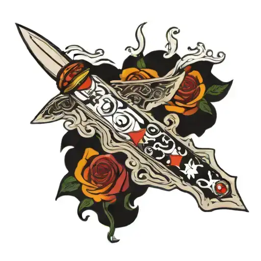 david bowie knife swimming tattoo design idea