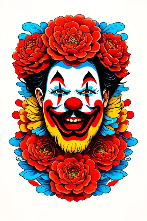 art the clown face tattoo design idea