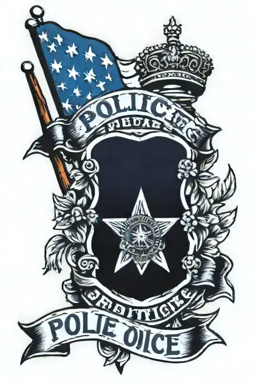 police flag tattoo design idea