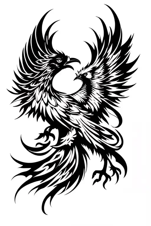 phoenix silhouette tattoo design idea