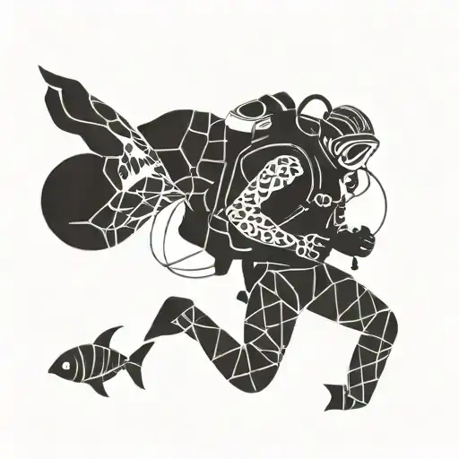 scuba diving, cenote tattoo design idea