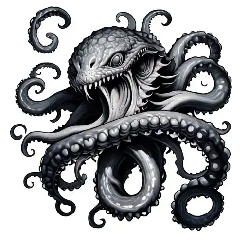 Kraken tentacle wrapped tattoo design idea