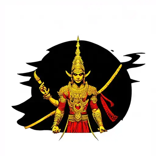 golden Thai warrior tattoo design idea