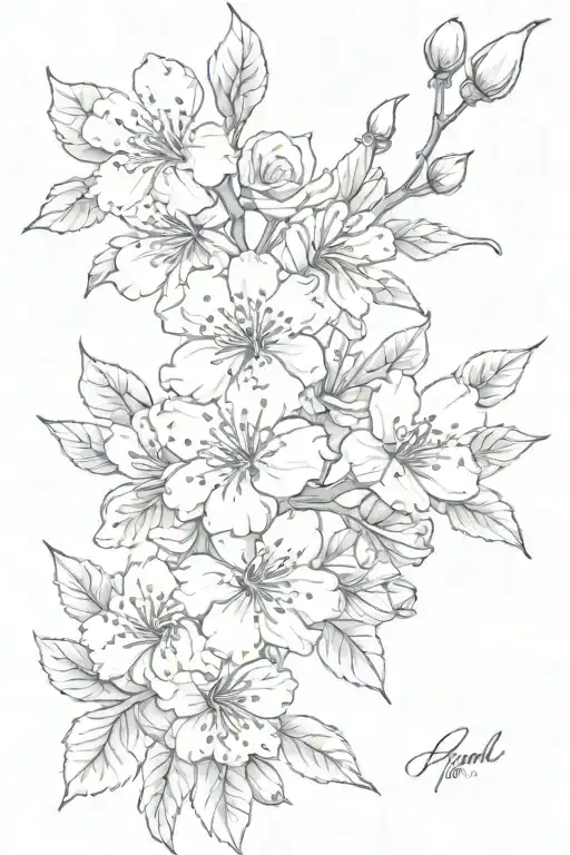 Flowers Leafs Cherry Blossom tattoo design tattoo design idea