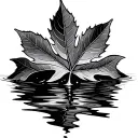 leaf resting on water ripples tattoo design idea