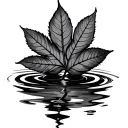 leaf resting on water ripples tattoo design idea