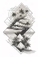 beach landscape tattoo design idea