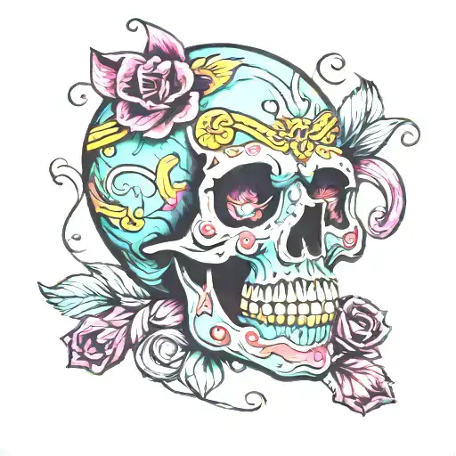 skull that looks like candy tattoo design idea