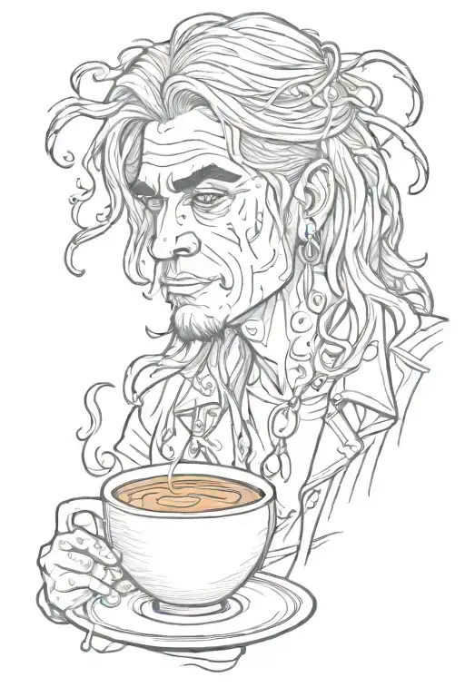 ozzy tired drinking coffee  tattoo design idea