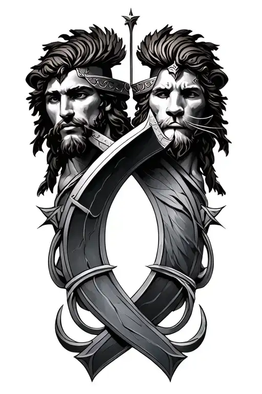 Achilles and Leonidas symbols intertwined tattoo design idea