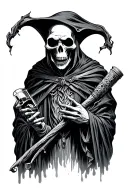 drunk grim reaper tattoo design idea