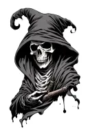 drunk grim reaper tattoo design idea