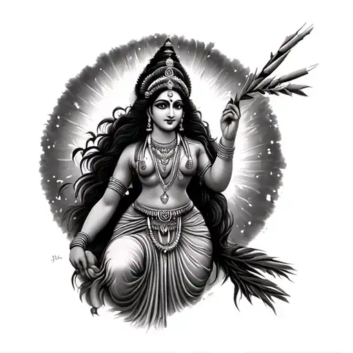 Hindu Goddess Abirami Holding Sugarcane Bow tattoo design idea