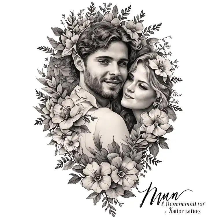 Floral memorial tattoo for mum remembrance on a man tattoo design idea