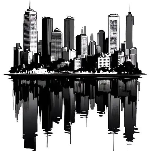 Atlanta Skyline graffiti style mural tattoo design idea