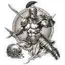 never give up attitude spanish gladiator tattoo with gladiator not having much fighting gear and has no extra visual.  tattoo design idea