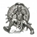 never give up attitude spanish gladiator tattoo with gladiator not having much fighting gear and has no extra visual.  tattoo design idea