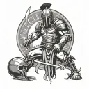 never give up attitude spanish gladiator tattoo with gladiator not having much fighting gear and has no extra visual.  tattoo design idea