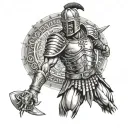 never give up attitude spanish gladiator tattoo with gladiator not having much fighting gear and has no extra visual.  tattoo design idea