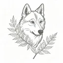 huskies forest rose reed ferns tattoo design idea