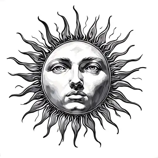 sun with the creation of Adam hands tattoo design idea
