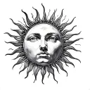 sun with the creation of Adam hands tattoo design idea