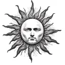 sun with the creation of Adam hands tattoo design idea
